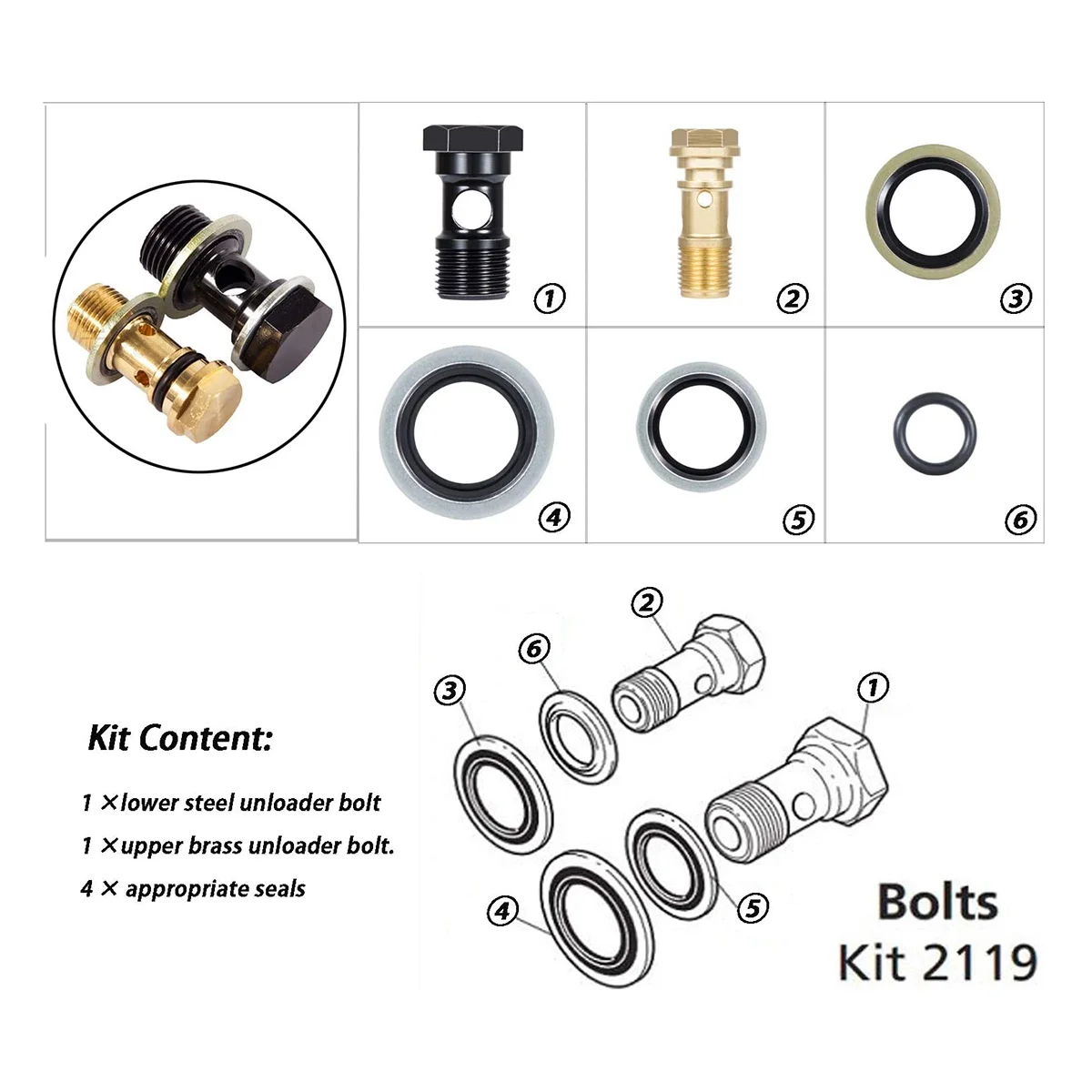 Комплект крепежных болтов AR2119 Gymatic 3/B для разгрузки Annovi Reverberi XM и RK Series