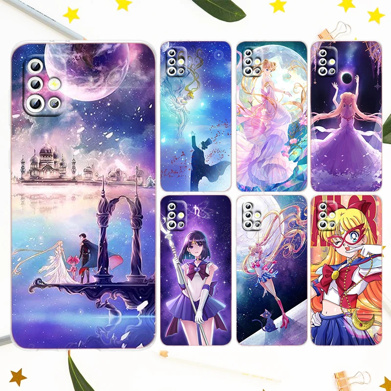 

Cute Catoon Sailor Moon For Samsung Galaxy A50 A30 A73 A71 A53 A52 A51 A33 A32 A22 A03 A03S A02S A31 Transparent Phone Case