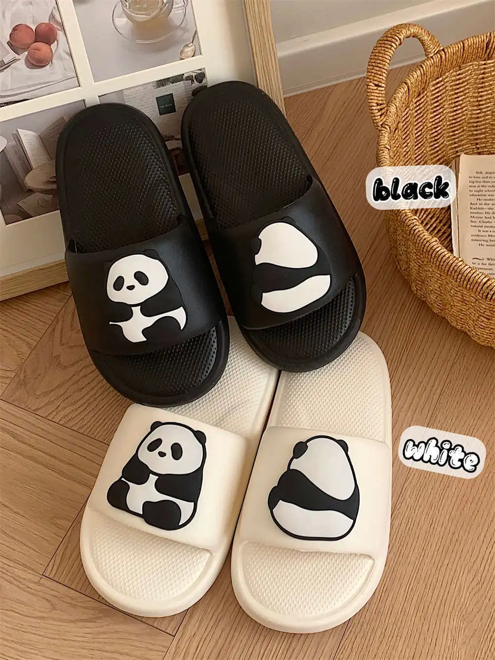 Kawaii Panda Slippers Women's Summer Slides Mules Shoes Unisex Home EVA Slippers Woman Cozy Flip Flops Animal Garden Beach Shoes