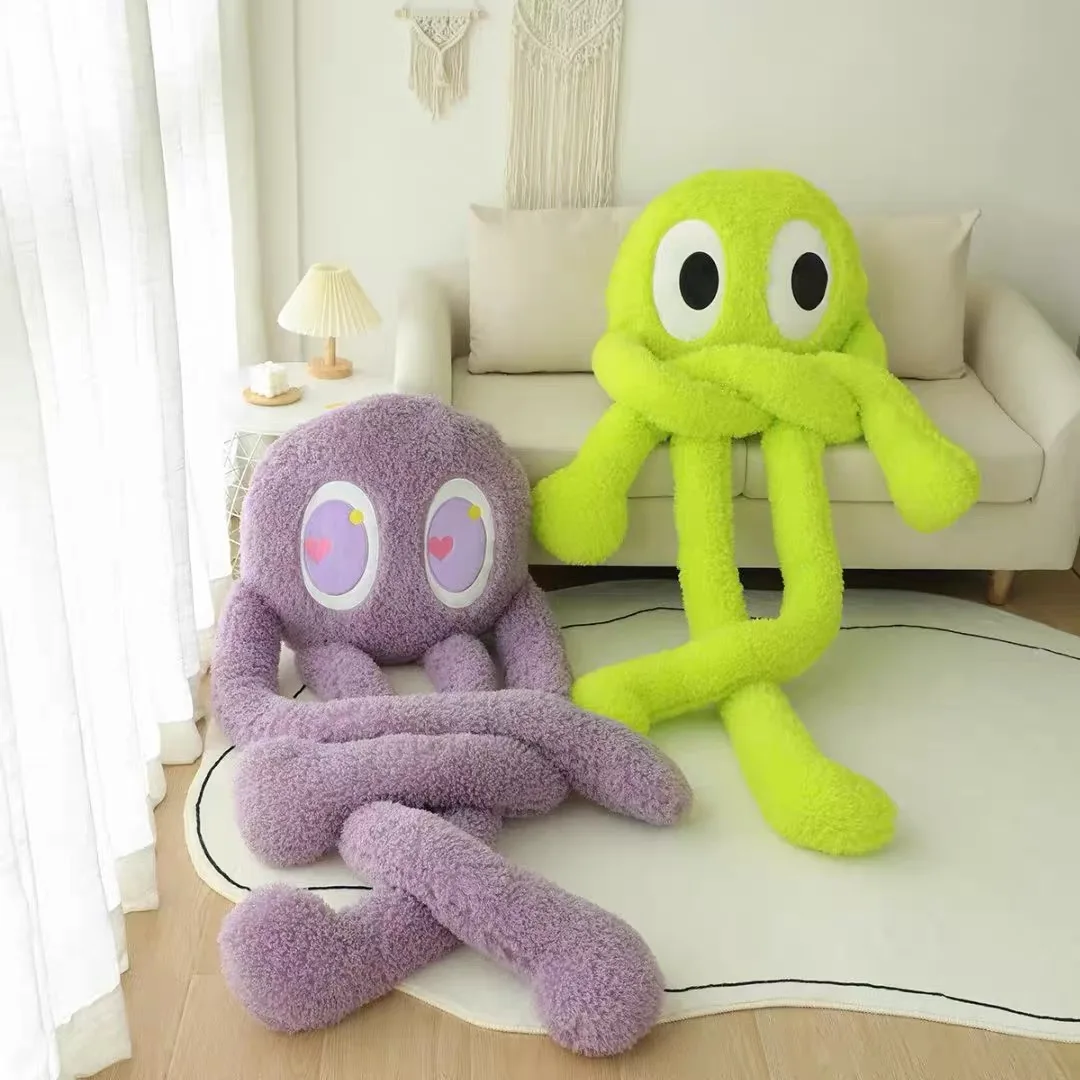 

Giant Octopus Comfort Pillows Plush Green Alien Monster Toy Stuffed Long Arms Red Heart Eye Throw Boyfriend Pillow Office Decor
