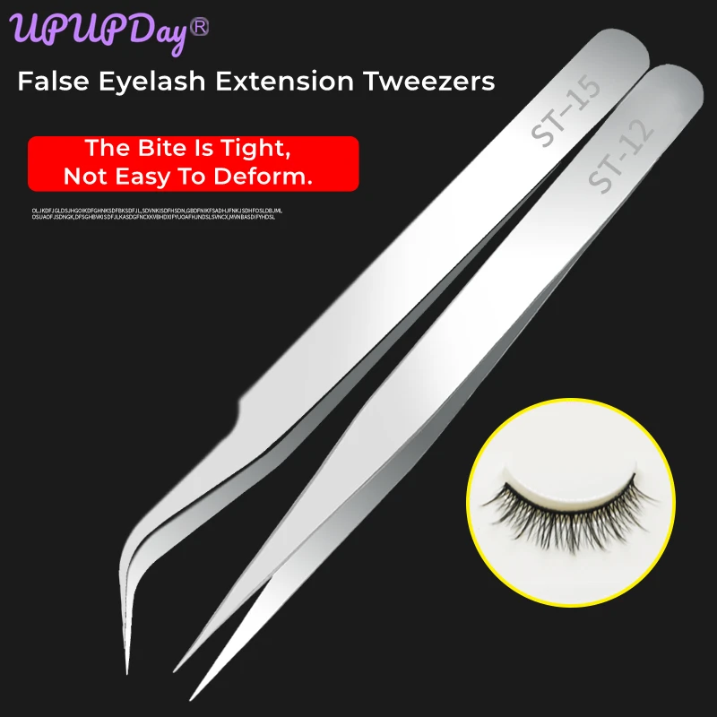 

Stainless Steel Eyelash Tweezer False Eyebrow Extension Tools Straight Curved Pick Up Tools Pointed Nipper Clip Manicure Nail