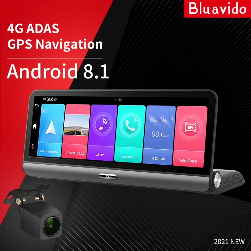 

Bluavido 8" 4G Android Car DVR Camera GPS Navigation ADAS FHD 1080P Auto Video Recorder Dash cam Bluetooth WiFi Remote monitor