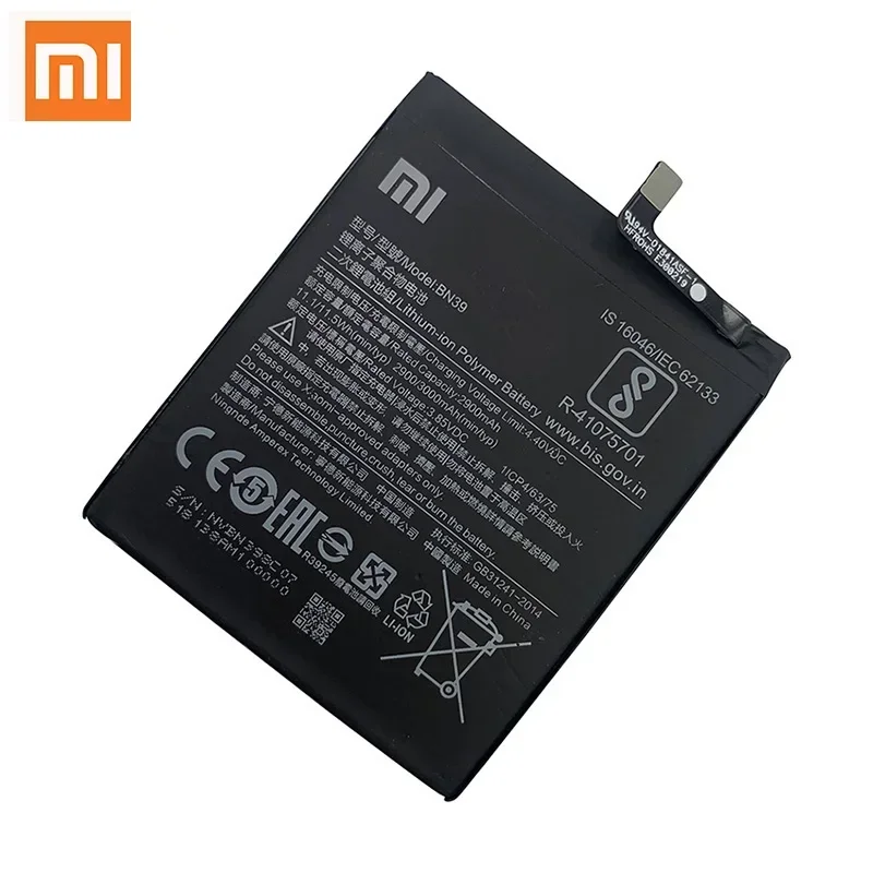 Xiao Mi 100% оригинальный аккумулятор BN39 для Xiaomi Play MiPlay 3000 мАч телефона большой