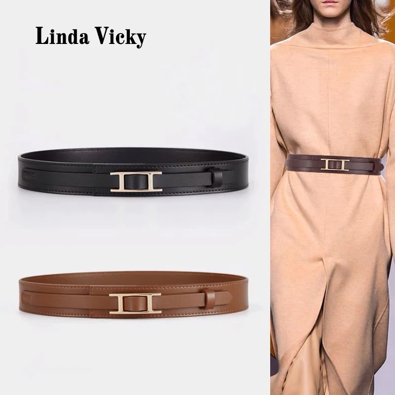 

2022 Women Leather Width Belts Decoration Coat Waist Closing Elastic 3.5cm Belt Designer Style Cowhide Slim Corset Strap Sealing