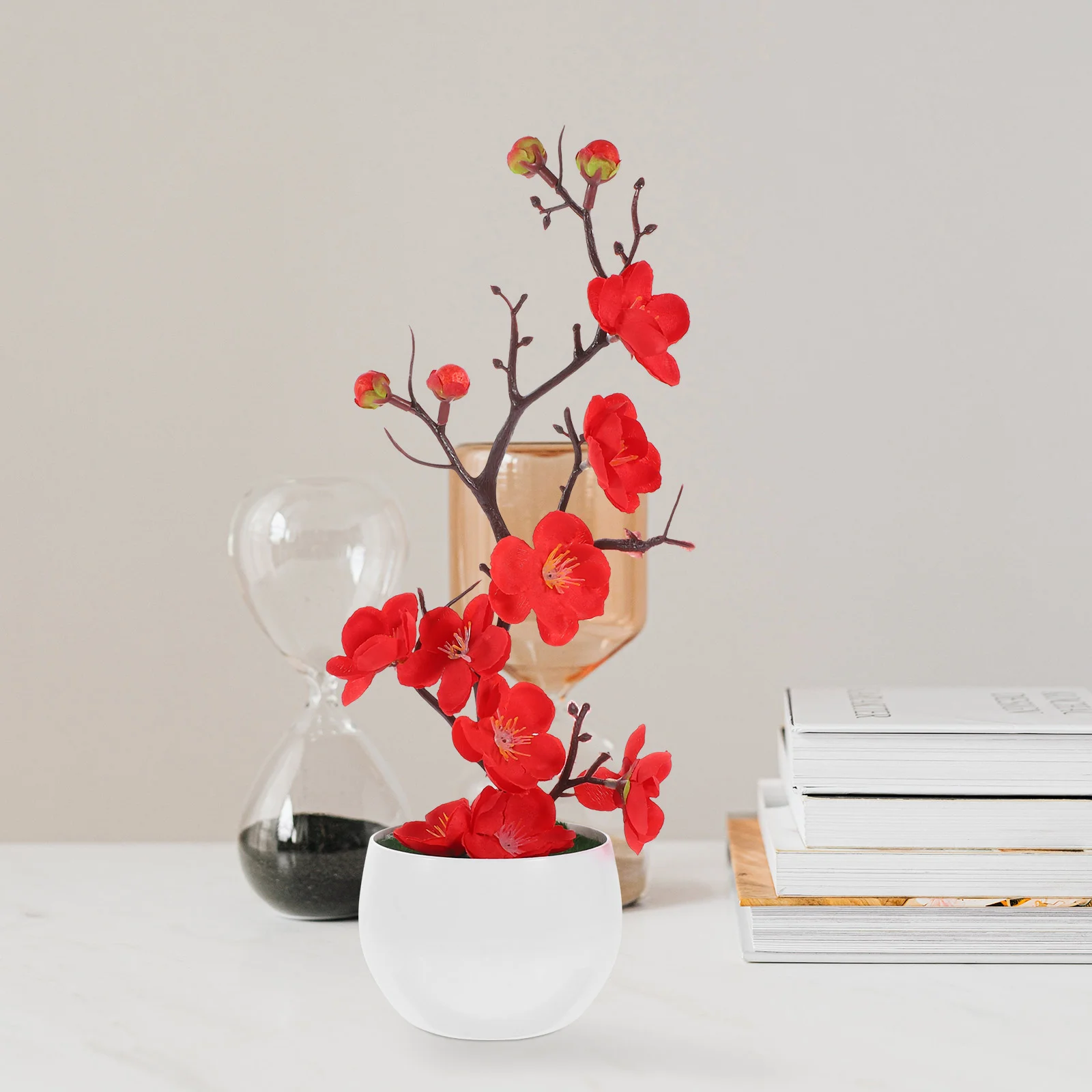 

Desktop Artificial Potted Simulation Flower Simulated Realistic Plum Blossom False Fake Faux Flowers