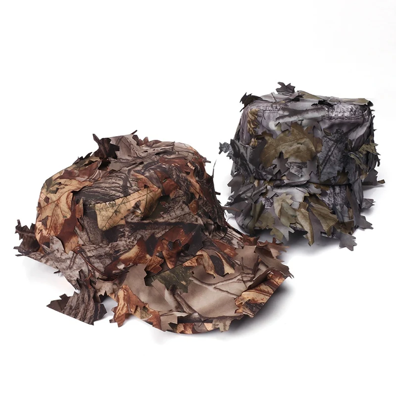

3D Leaves Bucket Baseball Cap Women Men Quick-Dry Waterproof Sunshade UV Protection Hat Tactical Hunting Camouflage CS Game Caps