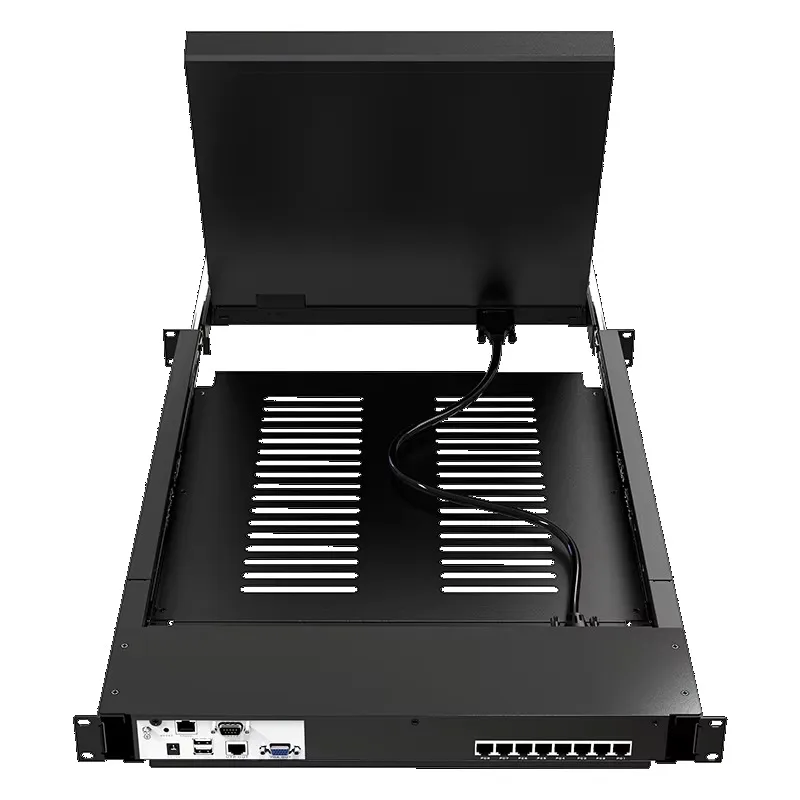 Фото 17-дюймовый IP LED KVM-консольный коммутатор на 8 портов VGA по Ethernet, 1U, для установки в стойку, с ЖК-дисплеем, через CAT6, 19-дюймовая консоль через IP №4