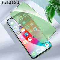 kaiqisj health eye glass for iphone 12 pro max mini glass full cover screen protector iphone 11 7 plus xr xs tempered green film