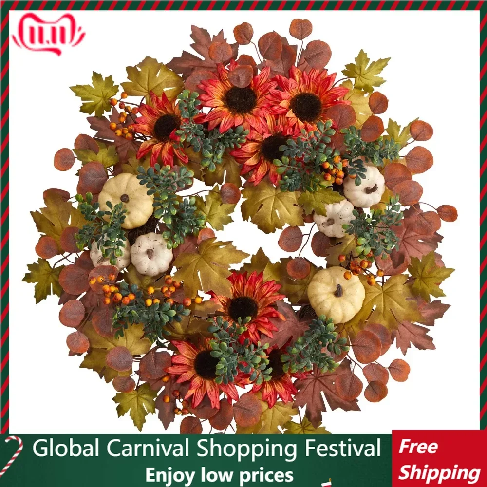 

Желудь пластиковая, День благодарения, Осенняя листва, искусственный венок, бесплатная доставка, фотография 2023, праздничное украшение