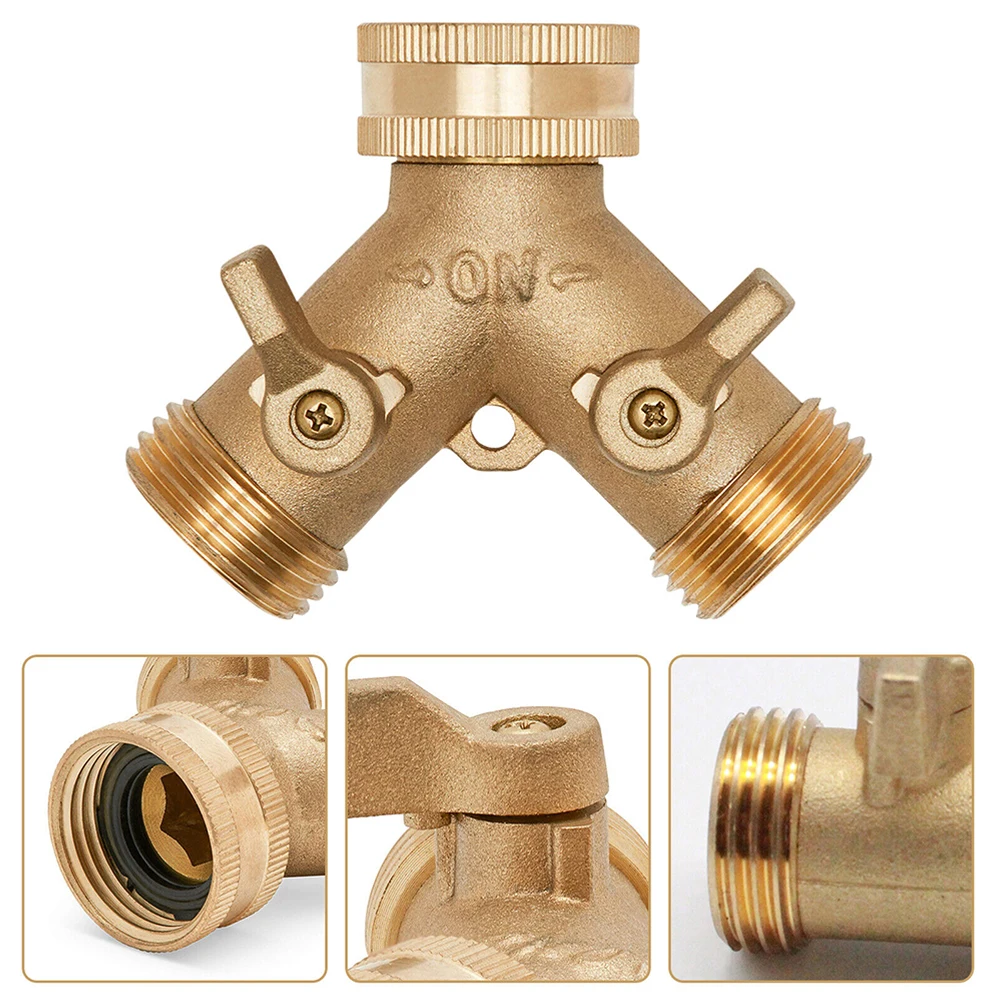 

1PCS Garden Hose Connector Tap Outlet Splitter Brass 2 Way Adapter With Washers For Watering Plants Washing Your Car Cleaning