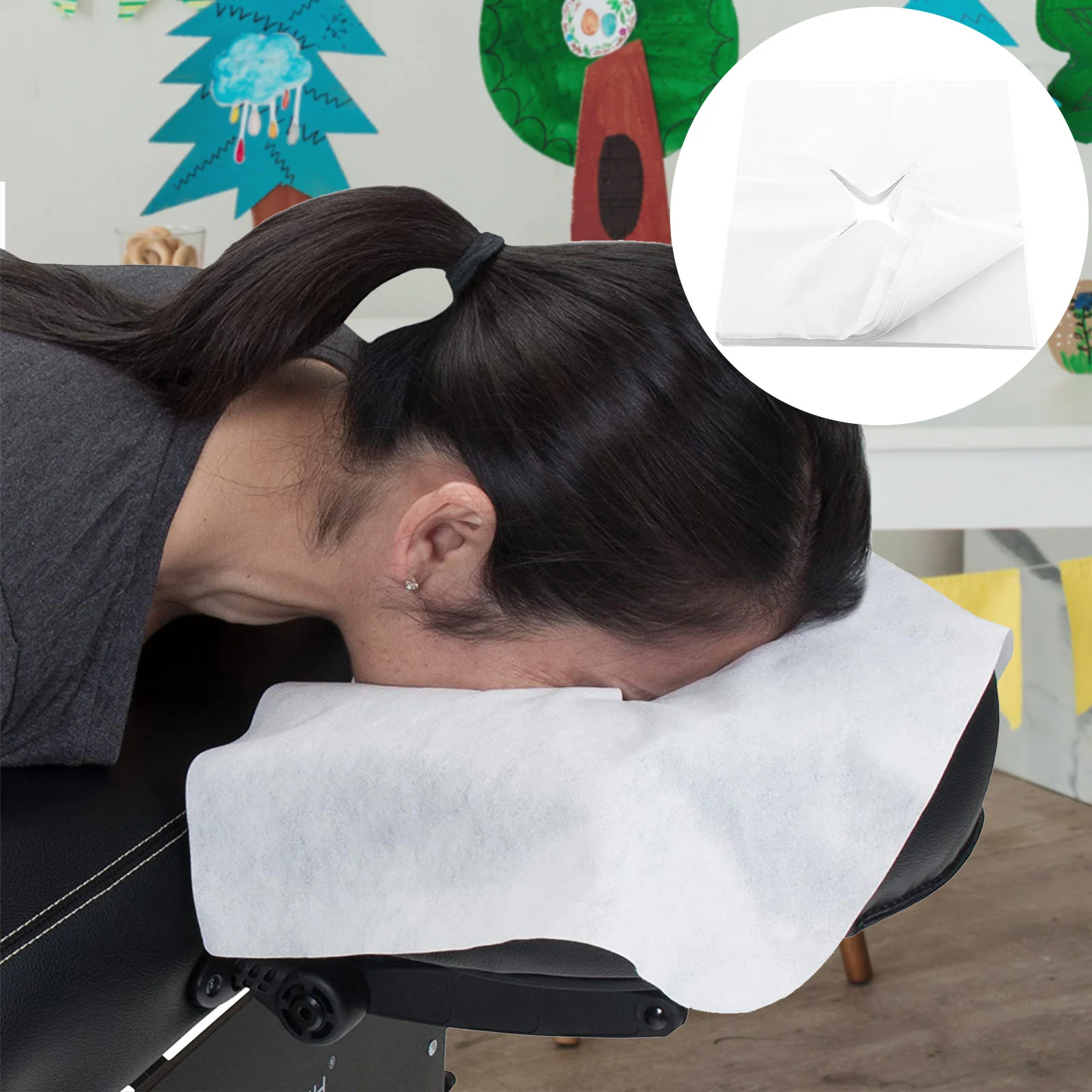 

100 Pcs Disposable Pillow Cover Shop Towels Pads Face Mats Table Massaging Non-woven Fabric