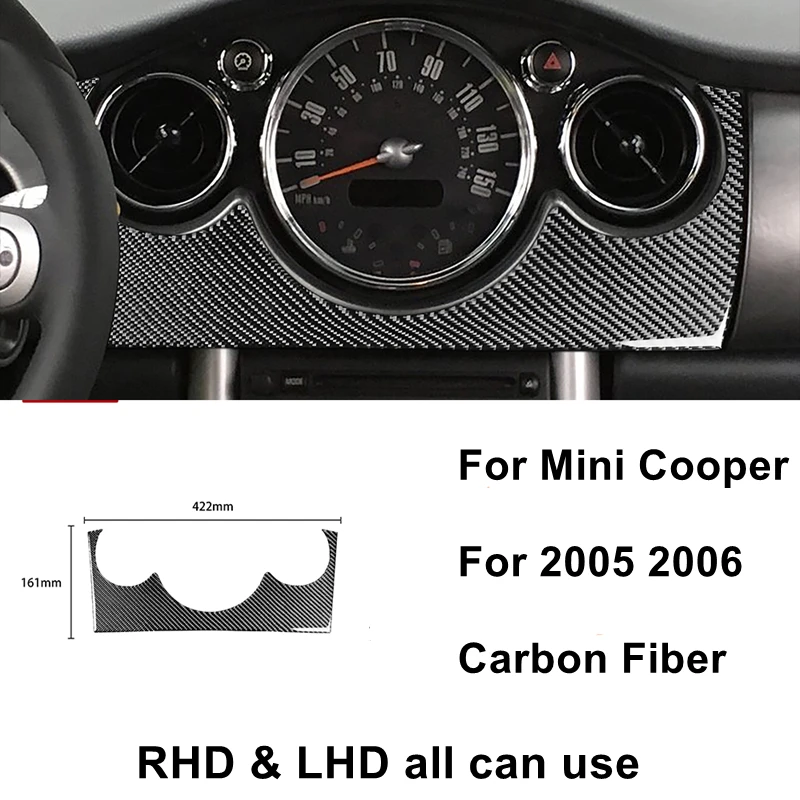 Carbon Fiber Stickers Center Speedometer Lower Frame Interiors Car Accessories For Mini Cooper S One Hatch R50 R53 2005 2006