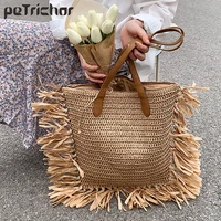 summer braided tassel design shoulder bags for women fashion larger capacity travel brand messenger bags handbags bucket bag