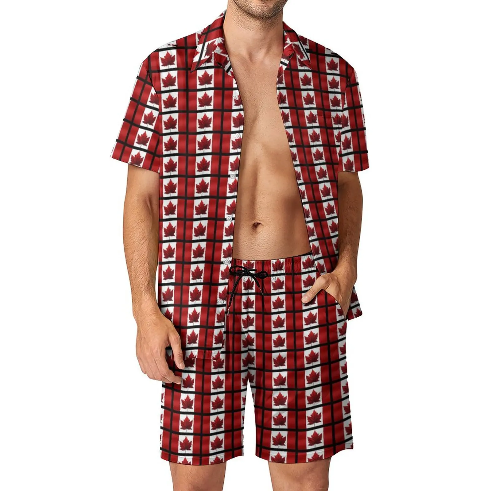 

Мужские комплекты с принтом флагов, Забавный канадский повседневный комплект рубашки, Гавайские шорты для отпуска, летний костюм на заказ, одежда из двух предметов большого размера