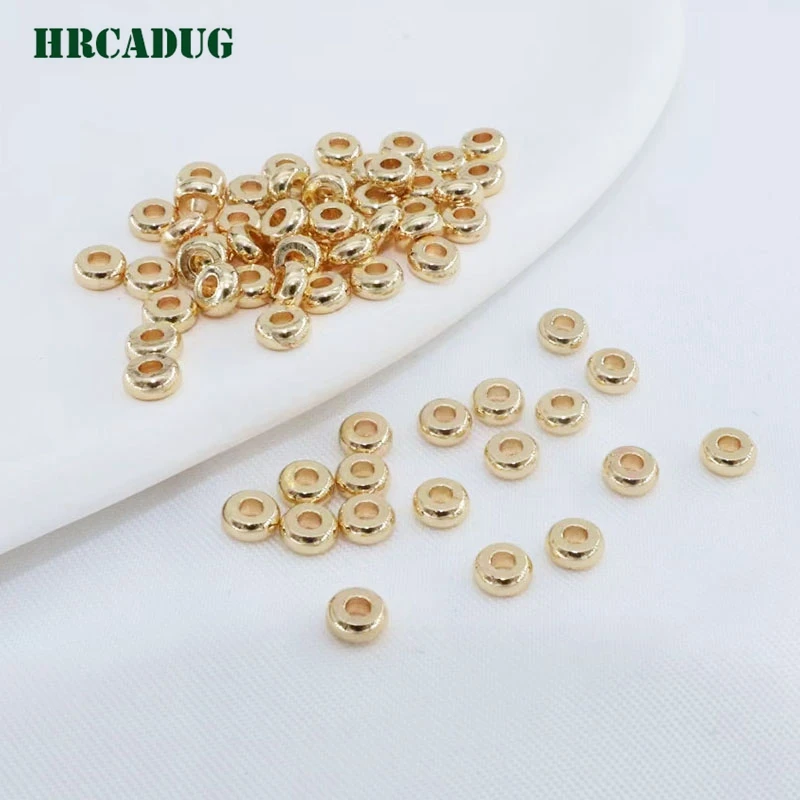 Wholesale 3/4/5/6mm Jewelry Making Beads 18K Gold Plated Flat Spacer Beads To Bracelet Jewelry Making Diy Accessories Loose Bead