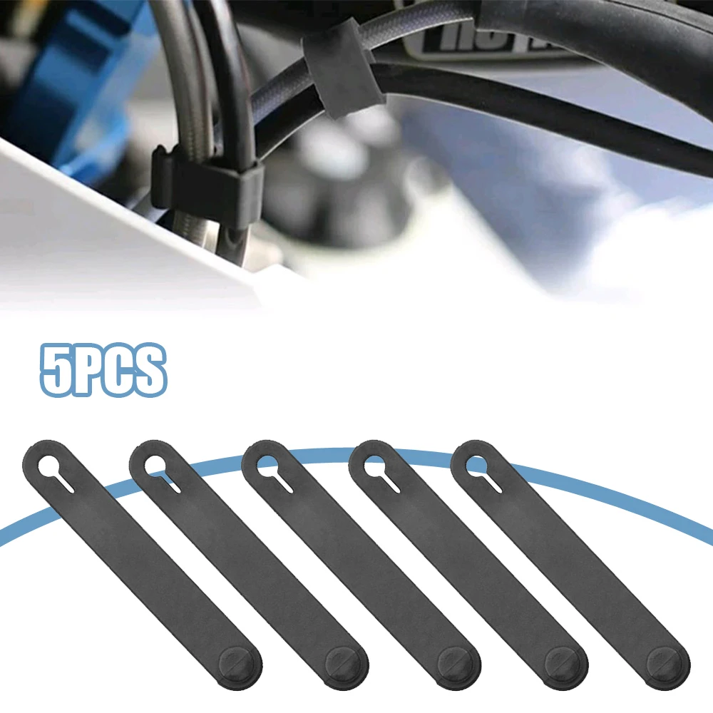 Универсальные аксессуары для мотоциклов, 5 шт., крепление рамы мотоцикла, кабельные стяжки, детали проводки, черные эластичные резинки