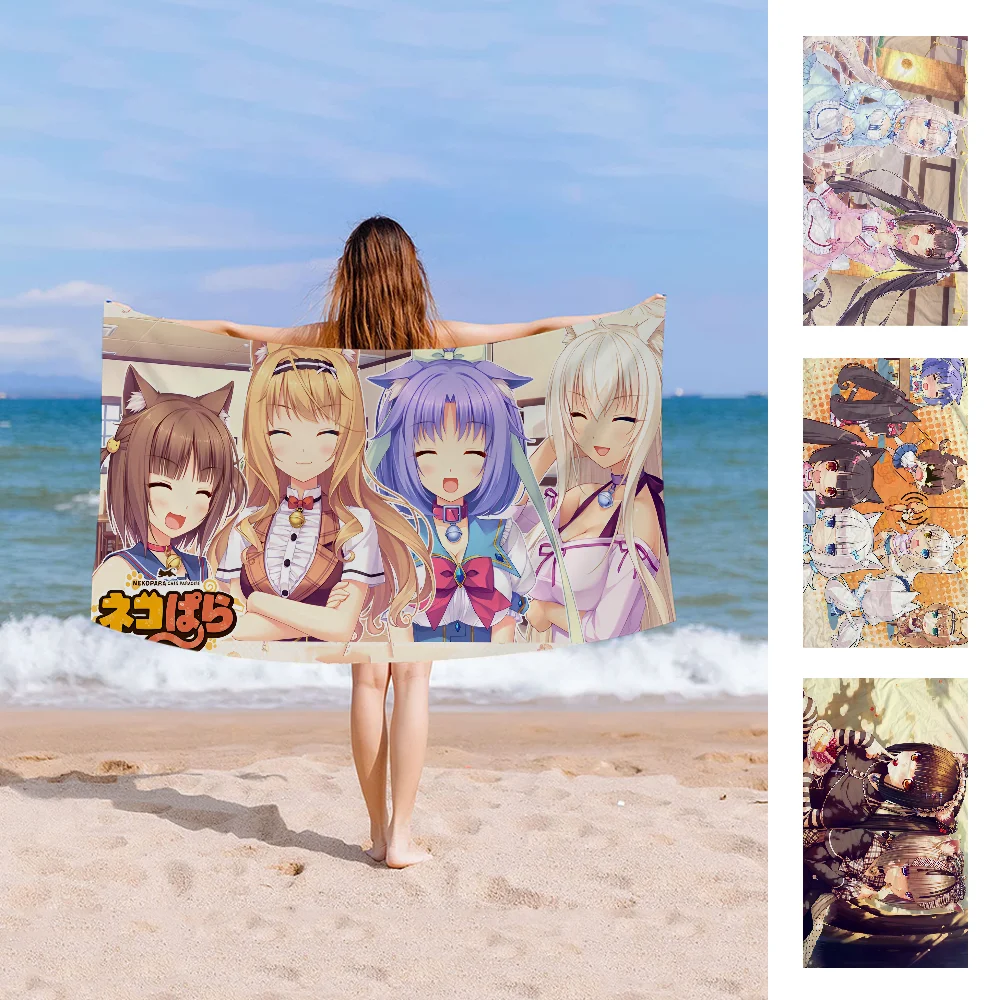 Nekopara Chocola &amp Vanille Пляжное Полотенце В Стиле Аниме Быстросохнущее Мягкое