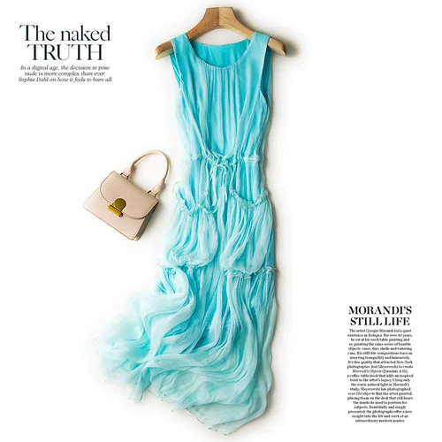 

Vintage Boho for Women Clothes Real Silk Summer Woman Elegant Sleeveless Long Party Dresses Vestidos