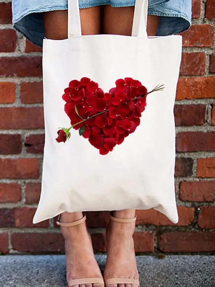 

Floral Flower Love 90s Sweet Women Casual Shopper Shopping Graphic Handbags Fashion Print Female Shoulder Girls Canvas Tote Bag