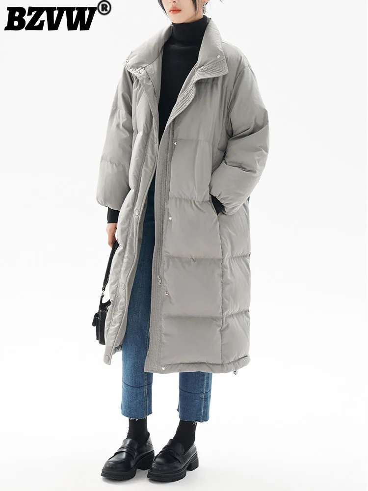 

BZVW Grey Standing Collar White Duck Down Down Jacket Women's Autumn Winter New Fashion Warm Long Bread Jacket Female 25X2444