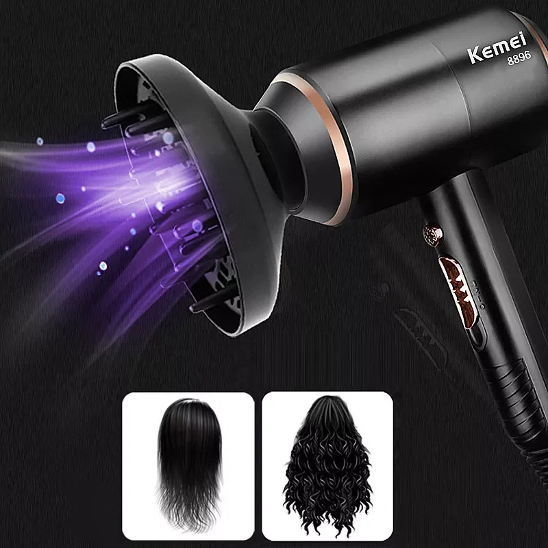 Enlarge KEMEI Professional Ionic Blow Dryer Hot/cold Air Hair Dryers female Electric with nozzle household Strong Power 4000w