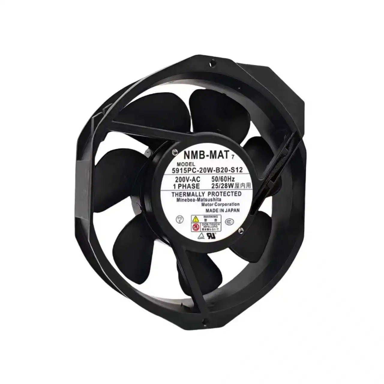 Вентилятор осевой NMB 5915PC-20W-B20-S12, 172x150x38 мм, 200 В переменного тока, 2700 обмин, 176.5 CFM, с металлическими лопастями, высокотемпературный (art.: 3920d8f6ae7b5) - 3920d8f6ae7b5