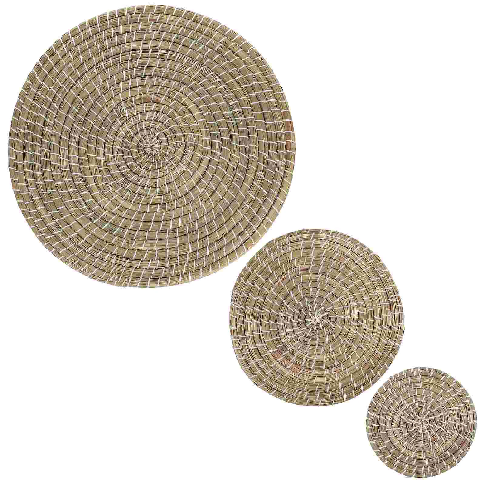 

Placemats Woven Placemat Table Round Mats Hyacinth Rattan Mat Braided Weave Place Seagrass Tablemats Water Decorative Insulated