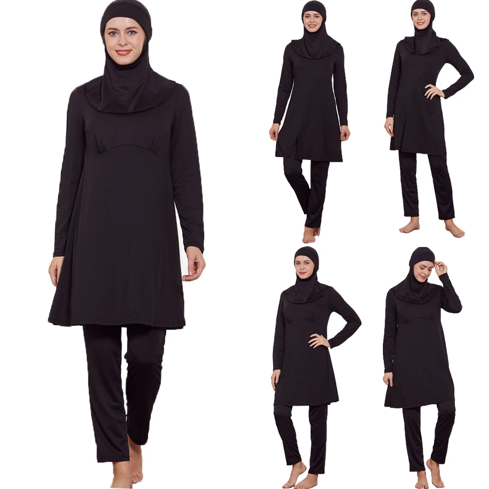 

3 Pieces Set Modest Women Muslim Full Cover Long Sleeve Hijab Swimwear Burkini Islamic Swimsuit Swimming Costumes Bathing Beach