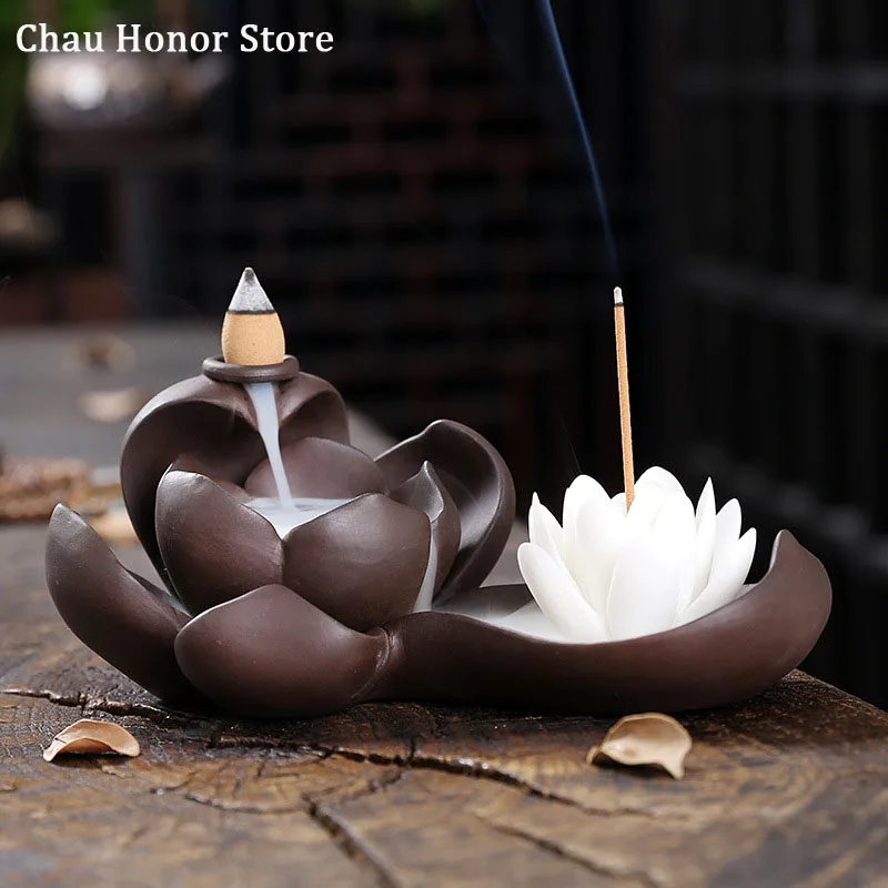 

Ceramic Incense Burner Waterfall Backflow Smoke Censer Creative Incense Ornament Burner Home Decorative Crafts for Living Room