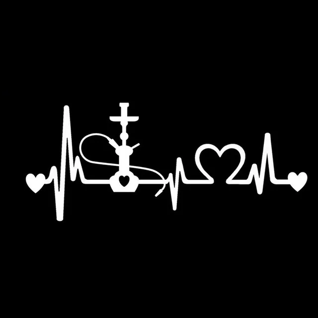 

14.2CM*6CM Hookah Heartbeat Lifeline Decal Vinyl Black/Silver Car Sticker Car Styling Sticker