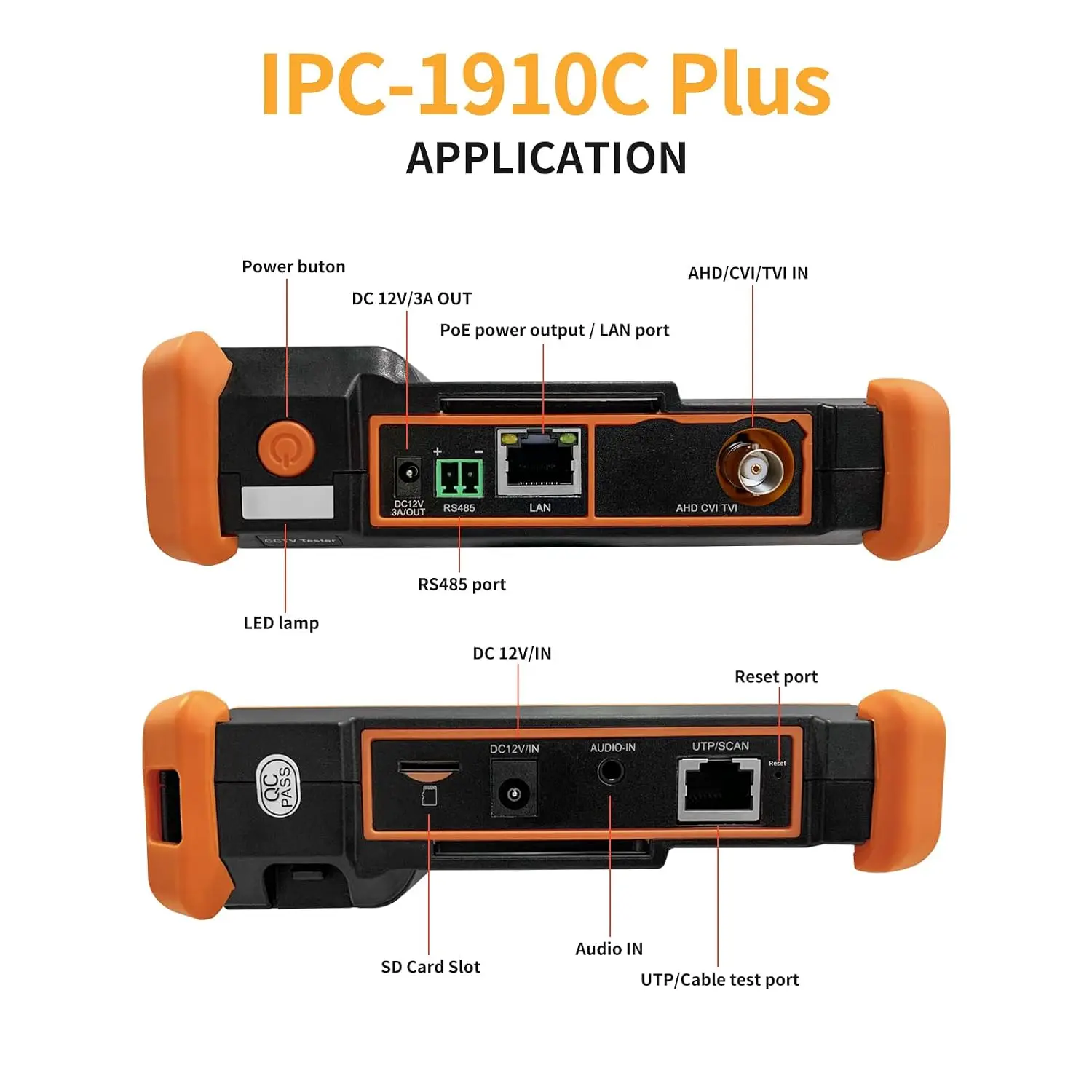 Фото Тестер видеонаблюдения IPC-1910C Plus с трассировщиком кабелей, поддержкой 8MP AHD CVI TVI CVBS IP-камер, 4-дюймовый сенсорный IPS-экран №2
