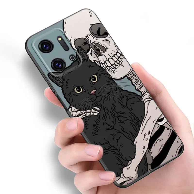 Черный телефон с ведьмами Moon Cat загадочный для Honor 9 50 SE 90 Lite 20 Y7 Pro Y6 Y9 Prime 9i 9X X7 X7A X8 X8A