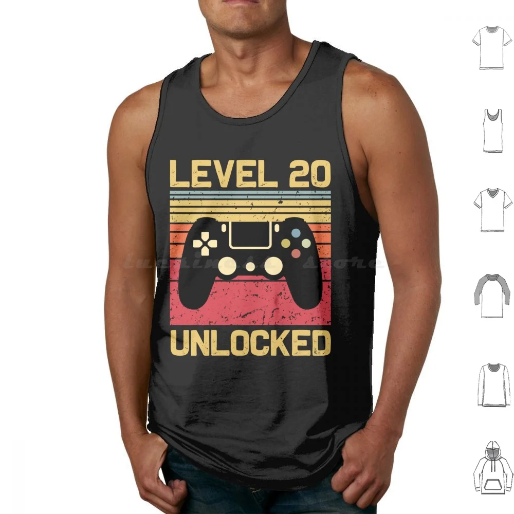 

Level 20 Unlocked-20 Year Old-20Th Birthday-Video Game Tank Tops Vest Sleeveless