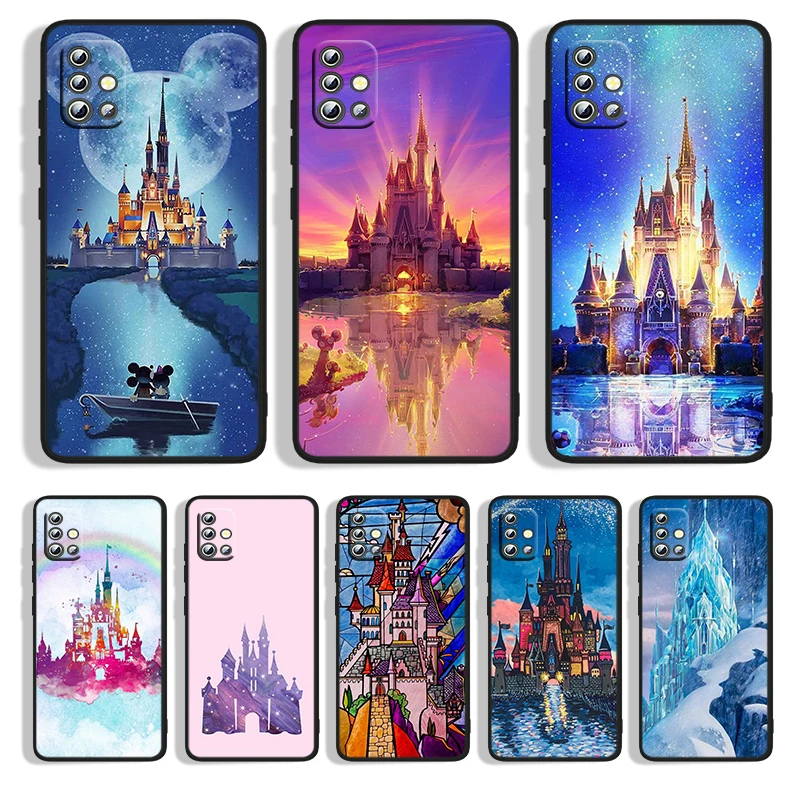 

Disney Castle For Samsung A73 A72 A71 A53 A52 A51 A41 A33 A32 A31 A22 A21S A13 A12 A03S A02 5G Black Phone Case