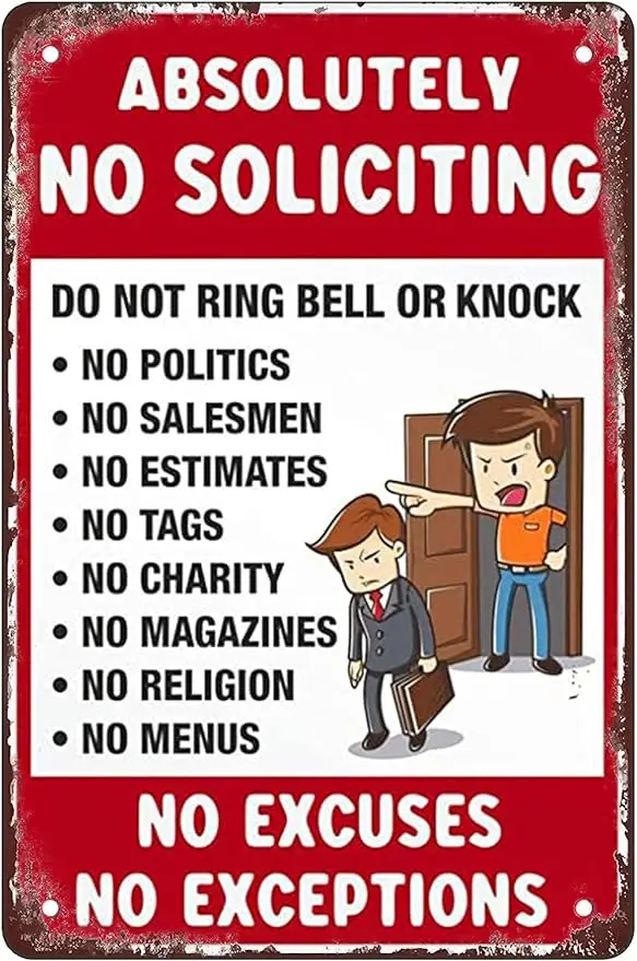 

Absolutely No Soliciting Funny Vintage Decor For Home Bar Room Diner Garage Kitchen,nostalgic Retro metal Funny sign 8x12in gift