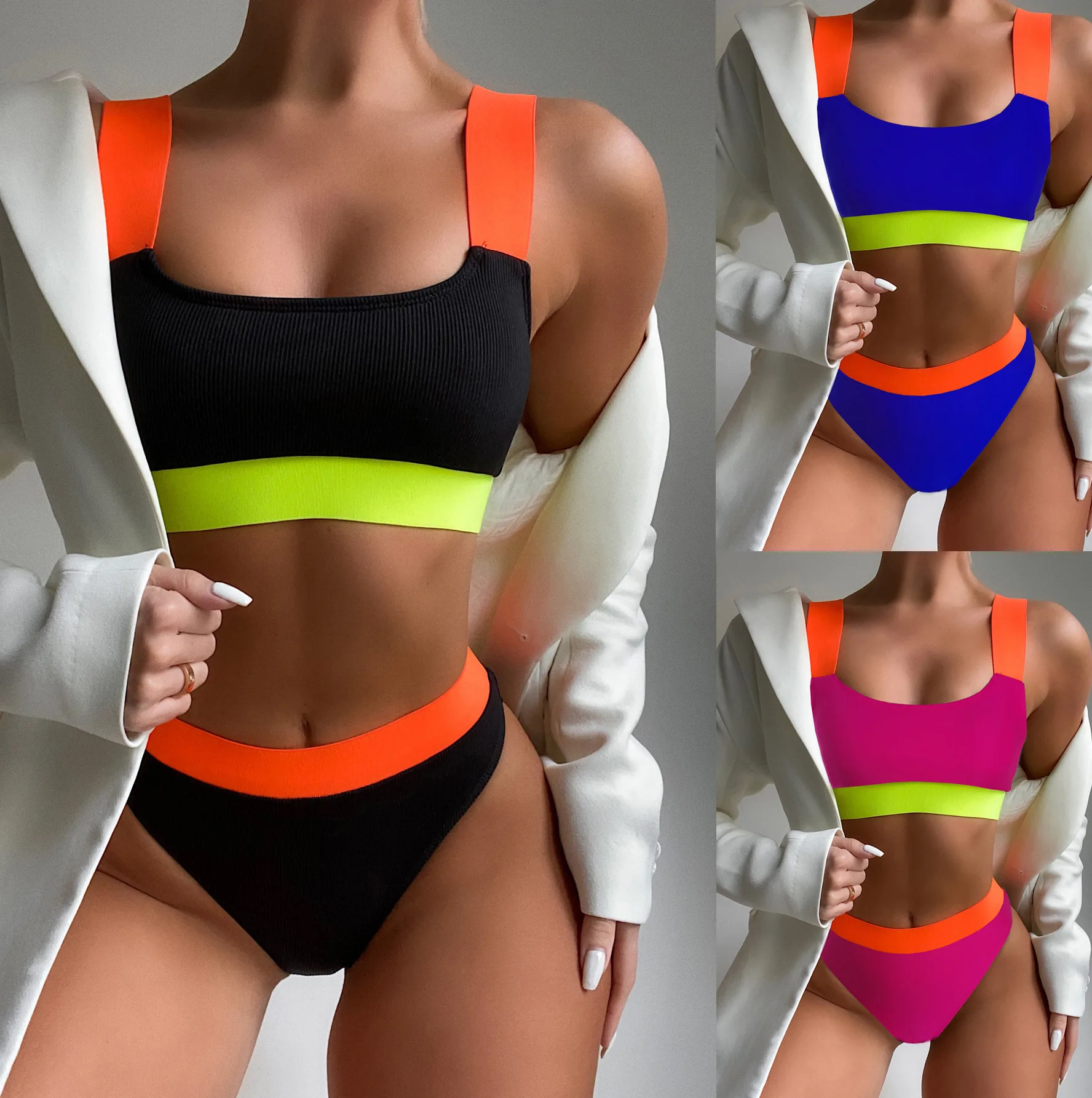 

Plate Belt Bikini Swimwear Women 2021 New Sexy Swimsuit Female Two Pieces Bikini Set Bather Bathing Suits Summer Beach Wear Swim