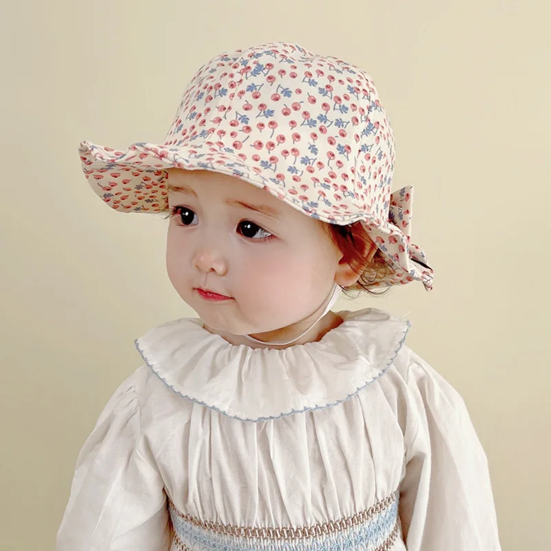 

Панама с вишней, 100% хлопок, для девочек, летняя