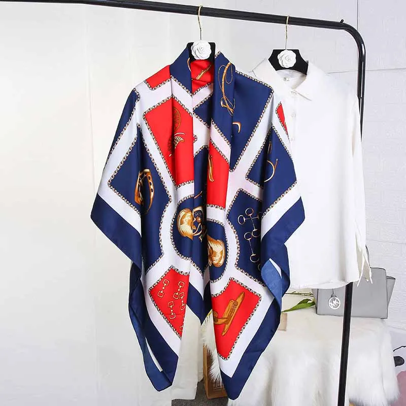 

Женский шелковый шарф с цветочным принтом, 130 см