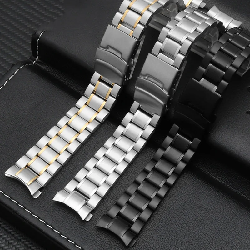 Ремешок мужской из нержавеющей стали однотонный браслет для часов Seiko Citizen Longines