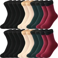 6810pairslot solid color winter warm men women socks thicken thermal socks soft plus velvet socks casual home floor snow sock