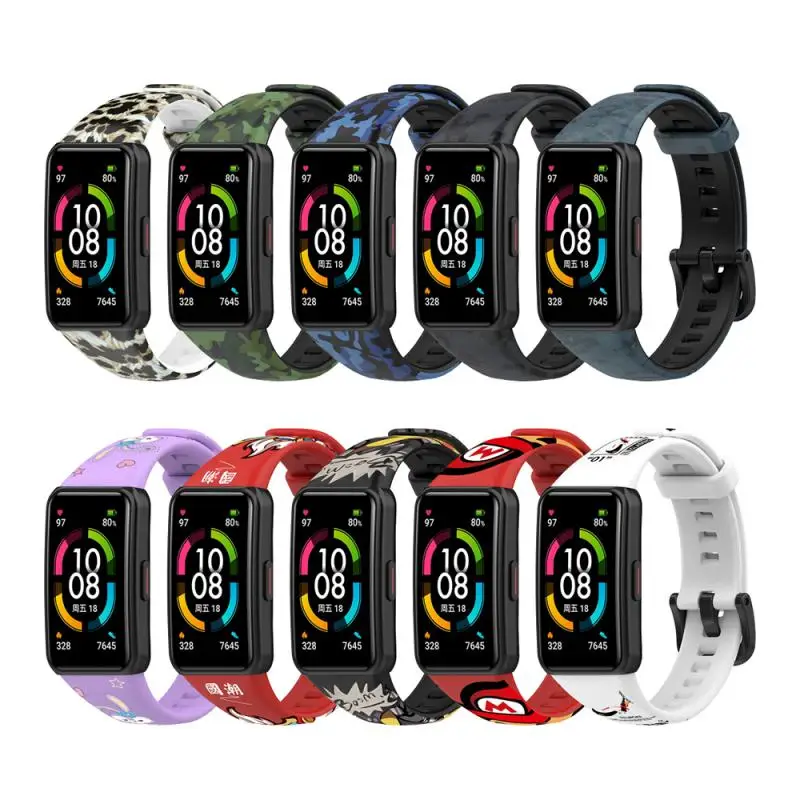 

Силиконовый ремешок для Huawei 6/Honor Band6, ремешок для часов с графическим принтом, Сменные аксессуары для часов