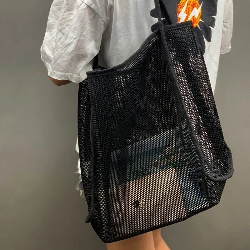 

Advanced Texture Beach Bag 2023 Korean Version New Transparent Mesh One Shoulder Bag Fashion Lightweight Versatile Shopping Bag
