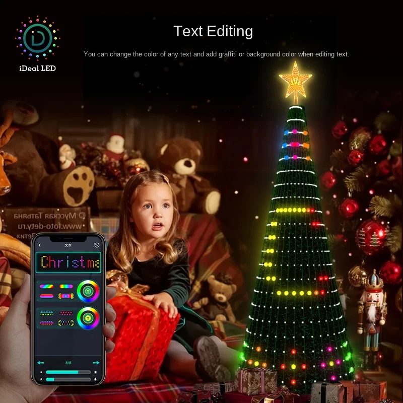 DIY Christmas Tree Light Bluetooth Smart App Control String Garland Star Topper Fairy Lights for Xmas Tree New Year Home Decor