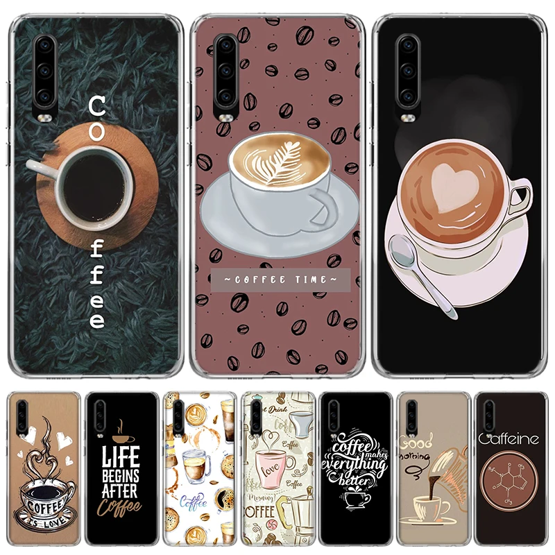 

Coffee Wine Cup For Huawei P30 Lite P20 Pro P10 P40 P50 Mate 20 30 10 40 Phone Case Soft Colorfu Print Cover Fundas Capa