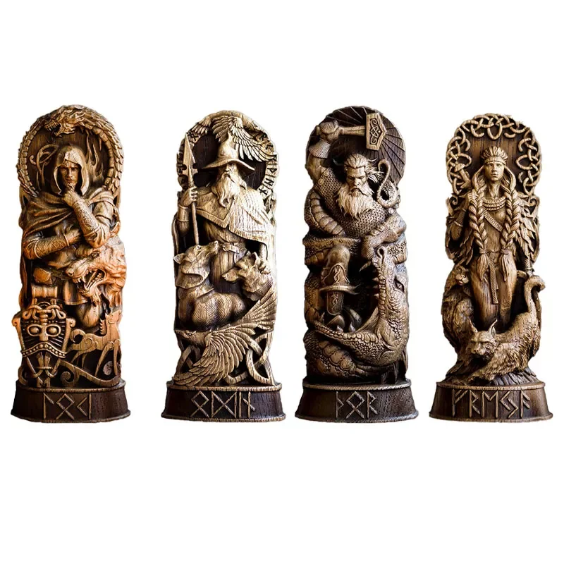 

NEW2022 Norse Gods Resin Figurines Hand Painted Bronzed Statue Handmade Figurine Office Home Decoration Desktop Decor