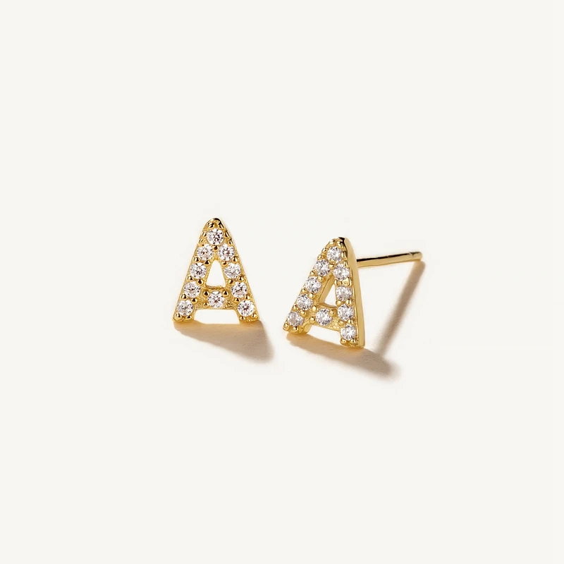 

ROXI 1Pair Letter A Crystal Stud Earrings for Women Girls Simple 925 Sterling Silver Jewelry Earring Piercings Pendientes Mujer