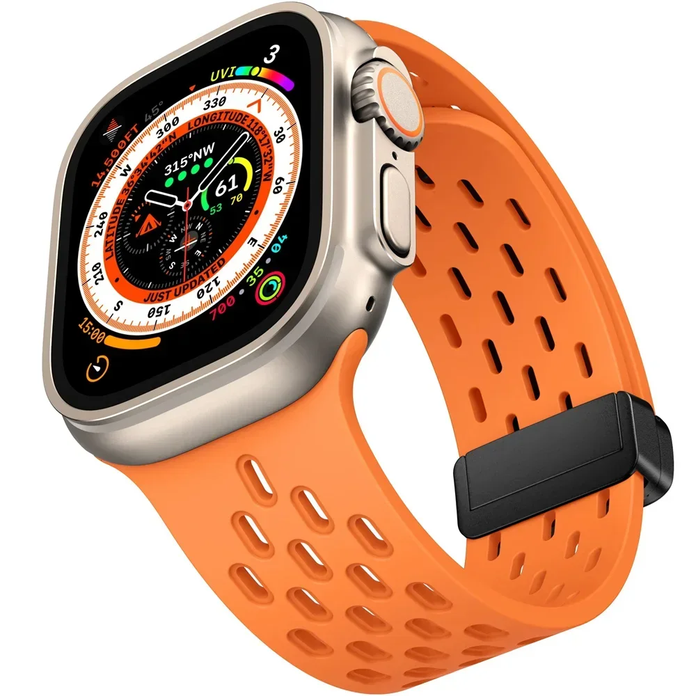 Фото Магнитный ремешок для Apple watch ultra 2 Ремешок 46-49 мм 44 мм 45 мм 40-41 мм 42 мм 38 Силиконовый браслет iWatch Series 10 9 7 8 se 6 5 4 №2