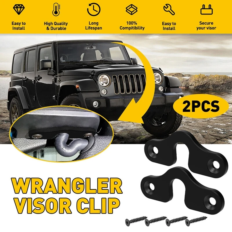 

2Pcs/set Sun Visor Reinforcement Clip Retrofit Bracket Interior Replacement Parts for Wrangler JK JL JT Gladiator