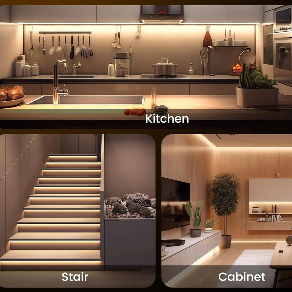 Фото 10M 20M Tuya WiFi COB CCT Светодиодная лента 24V Dual White Room Light 2700-6500K 2.4G RF Dimming Touch Remote f Alexa Google SmartThings №5