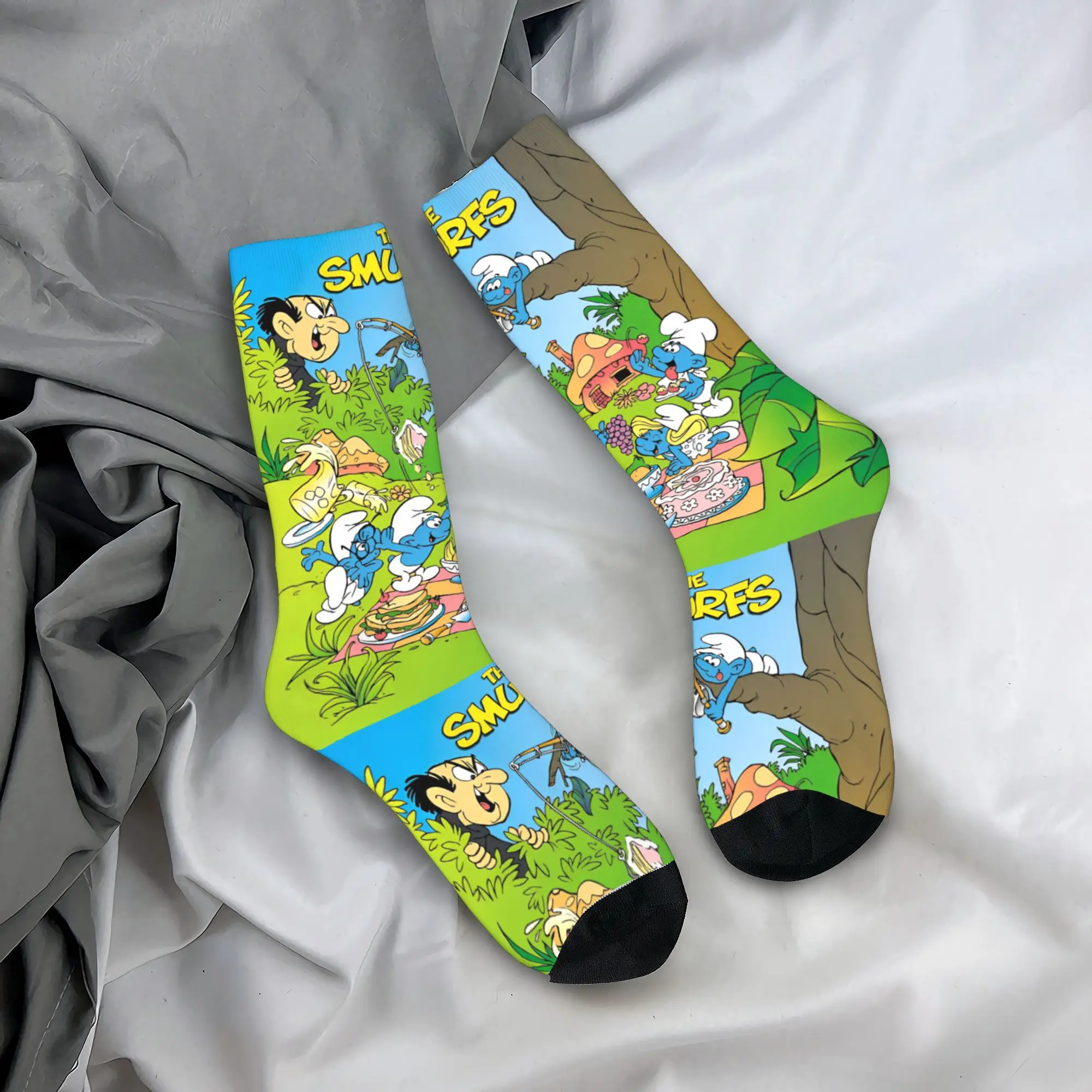 Новые мужские носки Harajuku The S-Smurfs синие с героями мультфильмов аниме 90-х годов